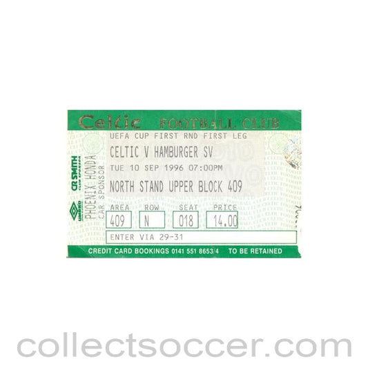 1996 - Celtic v Hamburg ticket 10/09/1996 UEFA Cup