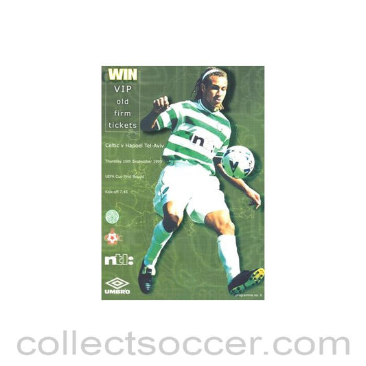 1999 - Celtic v Hapoel Tel-Aviv official programme 16/09/1999 UEFA Cup