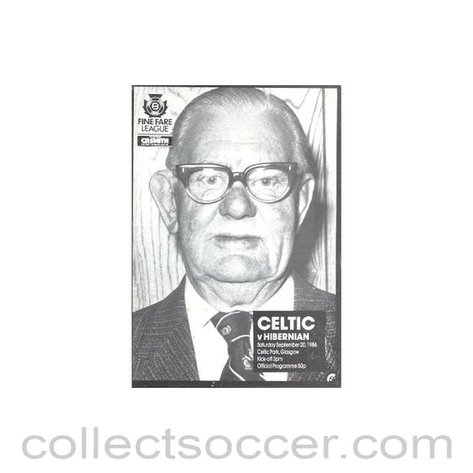 1986 - Celtic v Hibernian official programme 20/09/1986 League