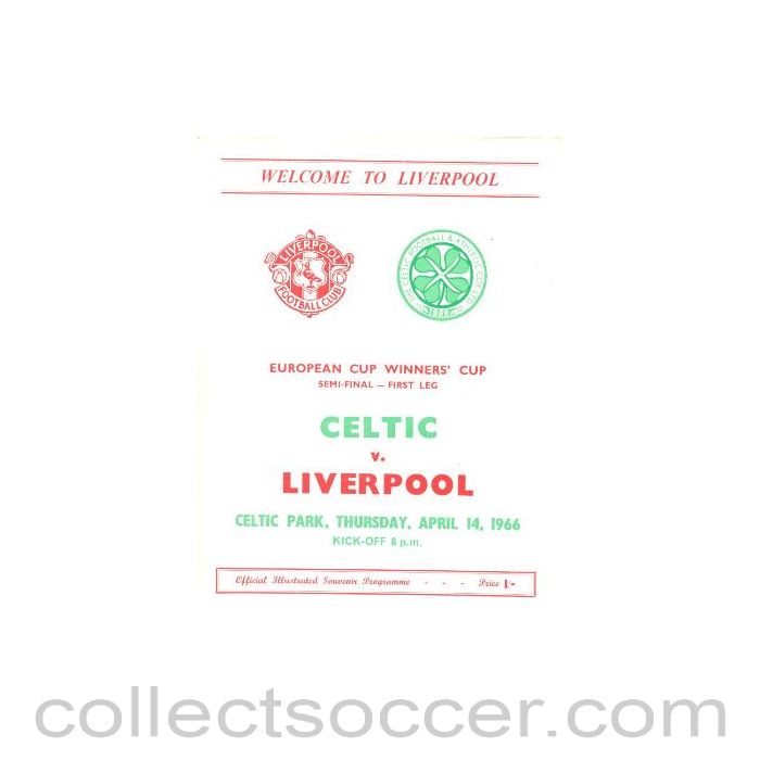 1966 - Celtic v Liverpool official programme 14/04/1966