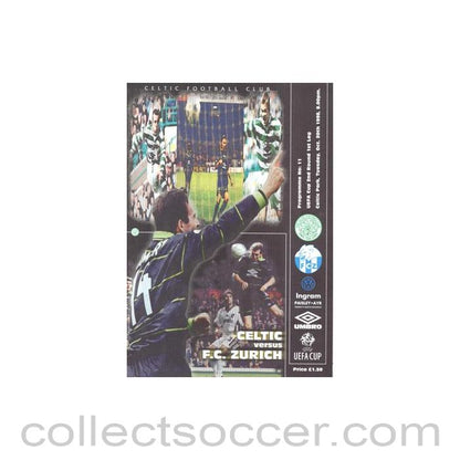 1998 - Celtic v Zurich official programme 20/10/1998 UEFA Cup
