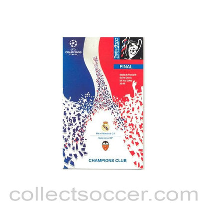 2000 - Champions League Cup Final 24/05/2000 in Paris Real Madrid v Valencia Champions Club Table of Events