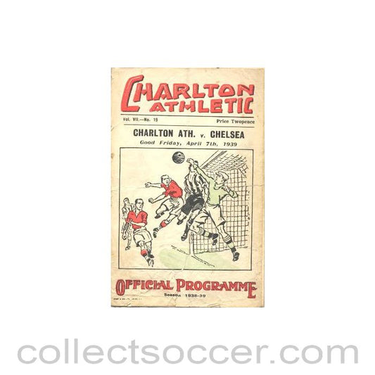 1939 - Charlton Athletic v Chelsea official programme 07/04/1939