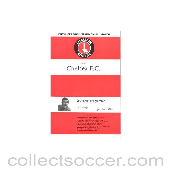 1972 - Charlton Athletic vChelsea official programme 08/02/1972