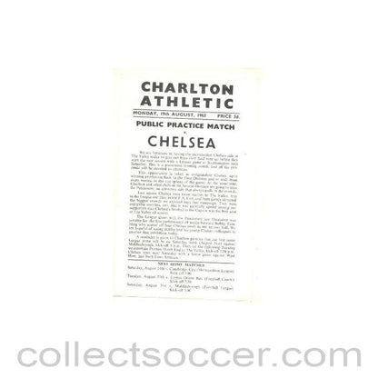 1963 - Charlton Athletic vChelsea official programme 19/08/1963