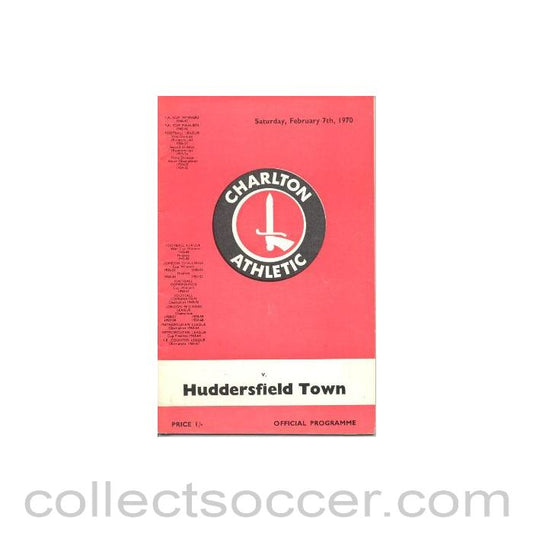 1970 - Charlton Athletic v Huddersfield Town official programme 07/02/1970 Football League