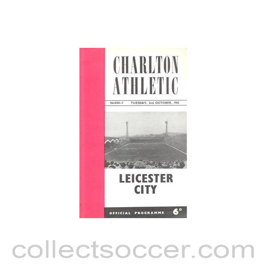 1962 - Charlton Athletic v Leicester City official programme 02/10/1962 Football League