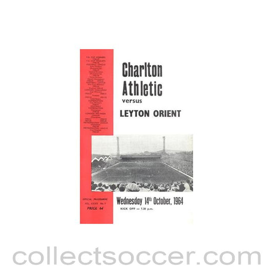 1964 - Charlton Athletic v Leyton Orient official programme 14/10/1964 Football League