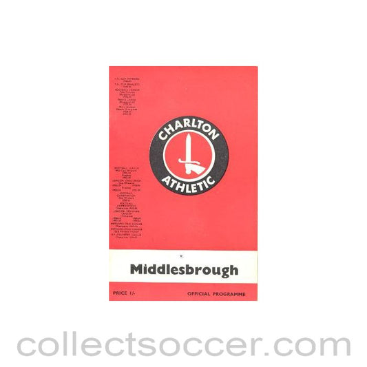 1968 - Charlton Athletic v Middlesbrough official programme 28/09/1968 Football League