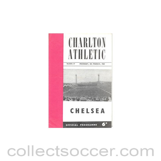 1963 - Charlton Athletic v Chelsea football programme 04/03/1963
