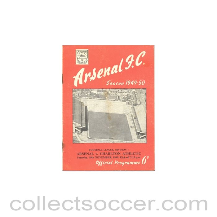 1949 - Arsenal v Charlton Athletic official programme 19/11/1949