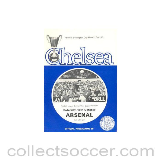 1971 - Chelsea v Arsenal official programme 16/10/1971 Football League