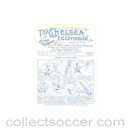 1923 - Chelsea v Arsenal official programme 17/02/1923