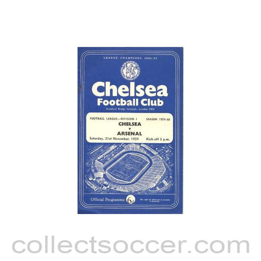 1959 - Chelsea v Arsenal official programme 21/11/1959 Football League