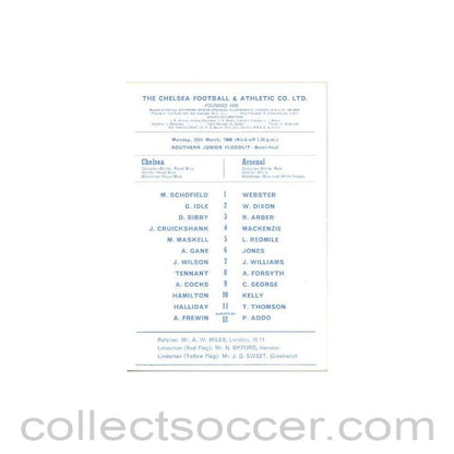 1968 - Chelsea v Arsenal official programme 25/03/1968