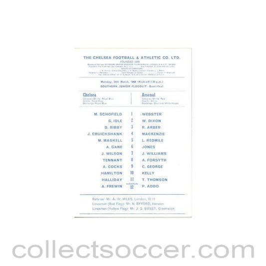 1968 - Chelsea v Arsenal official programme 25/03/1968