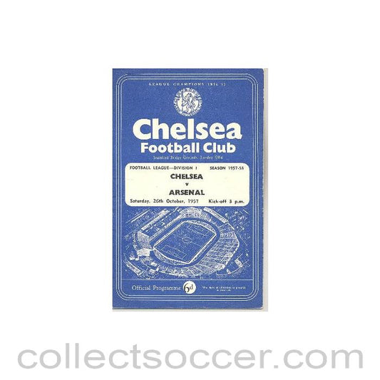 1957 - Chelsea v Arsenal official programme 26/10/1957