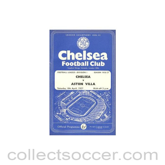 1957 - Chelsea v Aston Villa official programme 06/04/1957