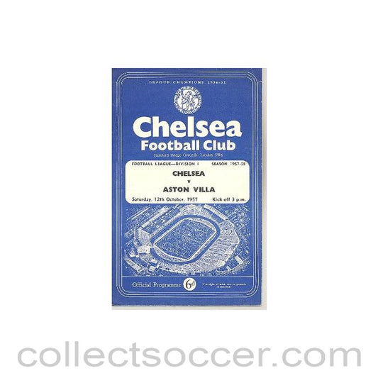 1957 - Chelsea v Aston Villa official programme 12/10/1957