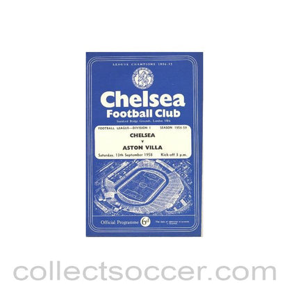1958 - Chelsea v Aston Villa official programme 13/09/1958