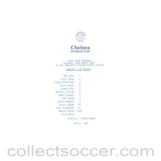 1983 - Chelsea v BK Hacken official programme 15/03/1983 friendly