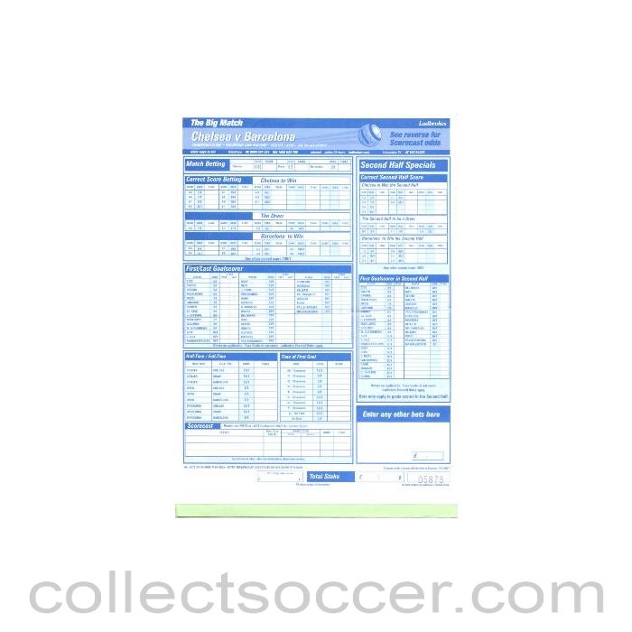 2000 - Chelsea v Barcelona betting slip 05/04/2000