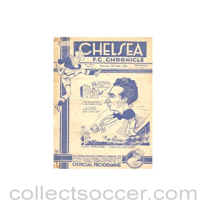 1936 - Chelsea v Birmingham official programme 05/09/1936