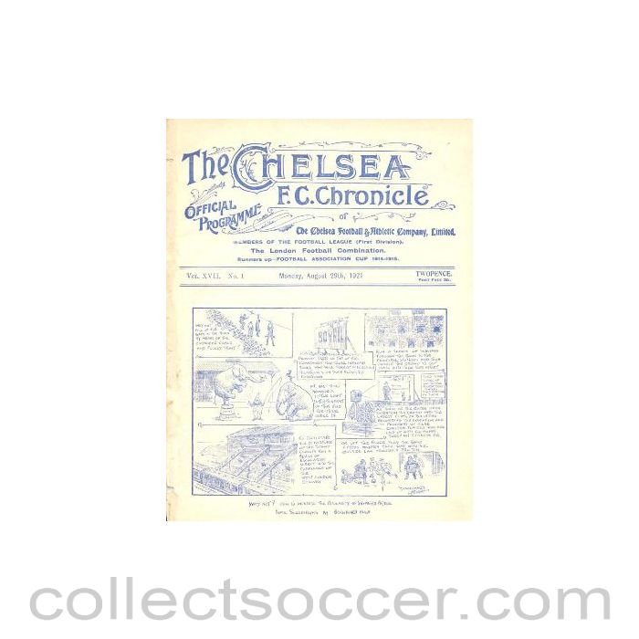 1921 - Chelsea v Birmingham official programme 29/08/1921