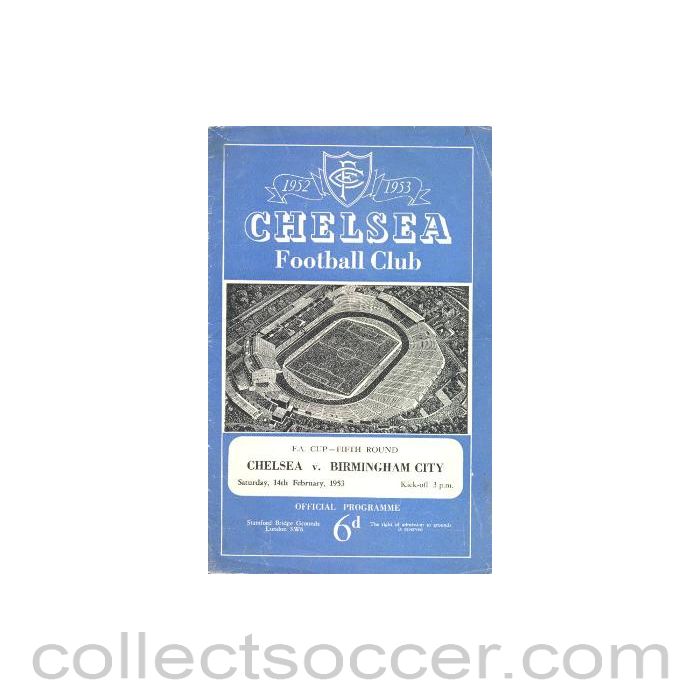 1953 - Chelsea v Birmingham City official programme 14/02/1953