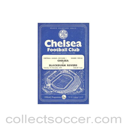 1959 - Chelsea v Blackburn Rovers official programme 07/11/1959