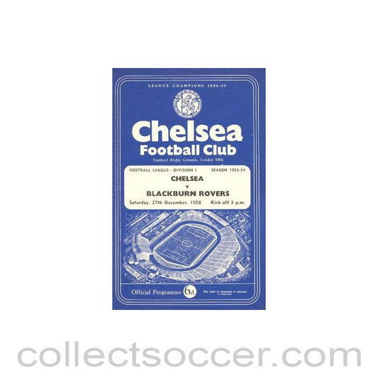 1958 - Chelsea v Blackburn Rovers official programme 27/12/1958