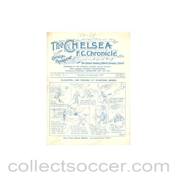1927 - Chelsea v Blackpool official programme 03/09/1927