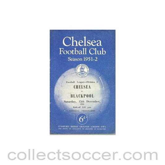 1951 - Chelsea v Blackpool official programme 15/12/1951