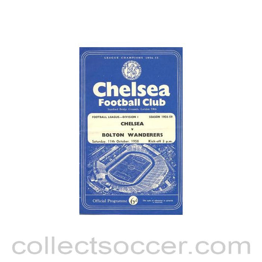 1958 - Chelsea v Bolton Wanderers official programme 11/10/1958