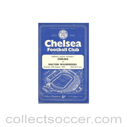 1955 - Chelsea v Bolton Wanderers official programme 20/08/1955