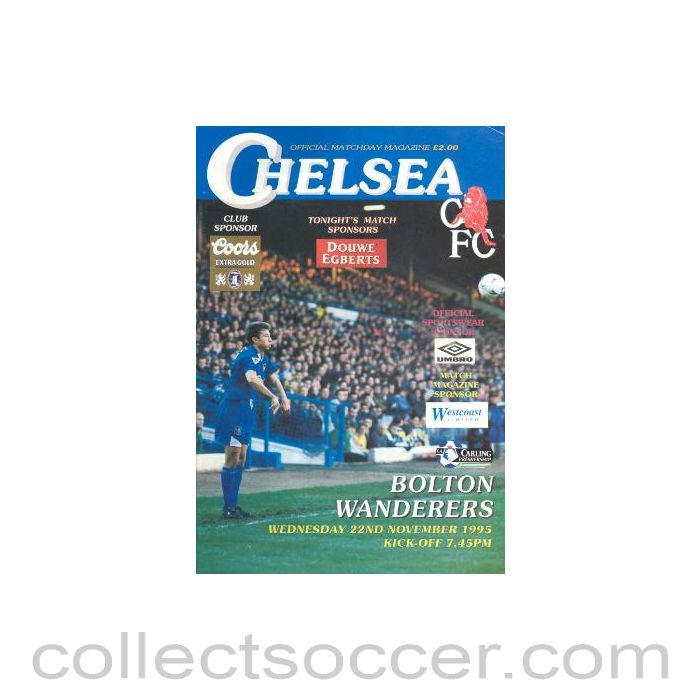 1995 - Chelsea v Bolton Wanderers official programme 22/11/1995