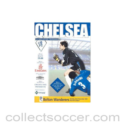 2001 - Chelsea v Bolton Wanderers official programme 23/12/2001 Premier League