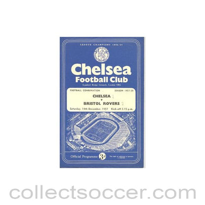 1957 - Chelsea Reserves v Bristol Rovers Reserves official programme 14/12/1957