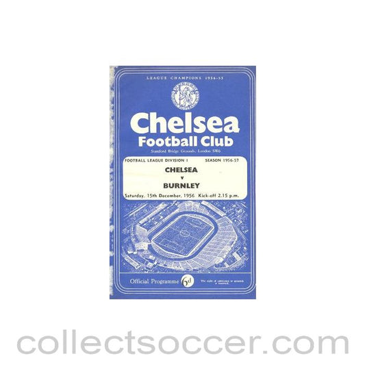 1956 - Chelsea v Burnley official programme 15/12/1956