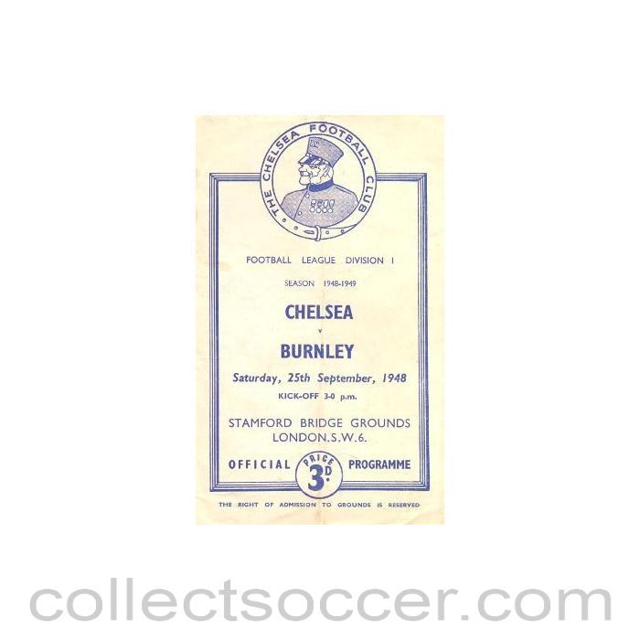 1948 - Chelsea v Burnley official programme 25/09/1948