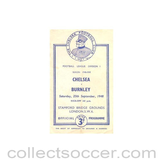 1948 - Chelsea v Burnley official programme 25/09/1948