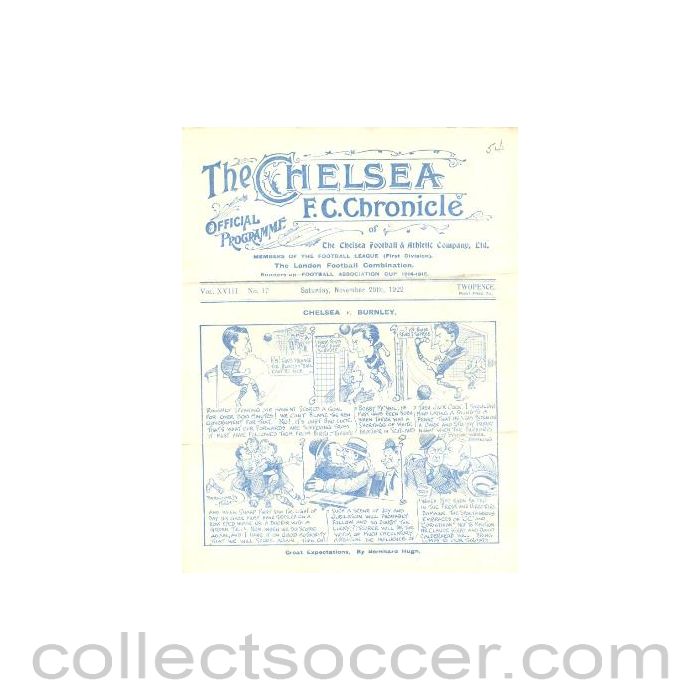 1922 - Chelsea v Burnley official programme 25/11/1922
