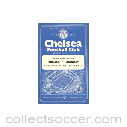 1955 - Chelsea v Burnley official programme 29/10/1955