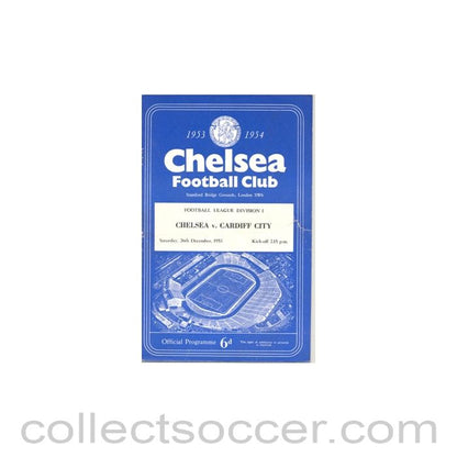 1953 - Chelsea v Cardiff City official programme 26/12/1953