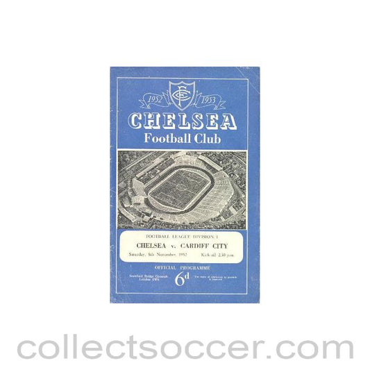 1952 - Chelsea v Cardiff City official programme 08/11/1952
