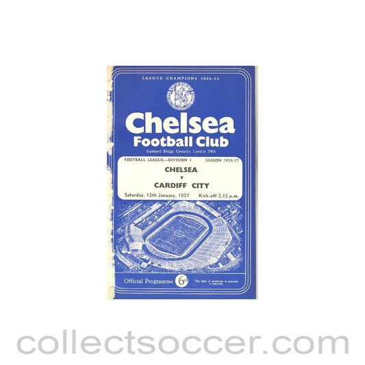 1957 - Chelsea v Cardiff City official programme 12/01/1957