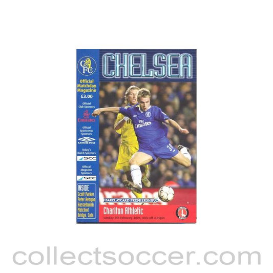 2004 - Chelsea v Charlton Athletic official programme 08/02/2004 Premier League