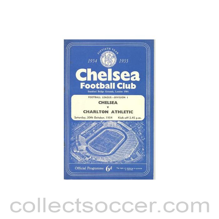 1954 - Chelsea v Charlton Athletic official programme 30/10/1954