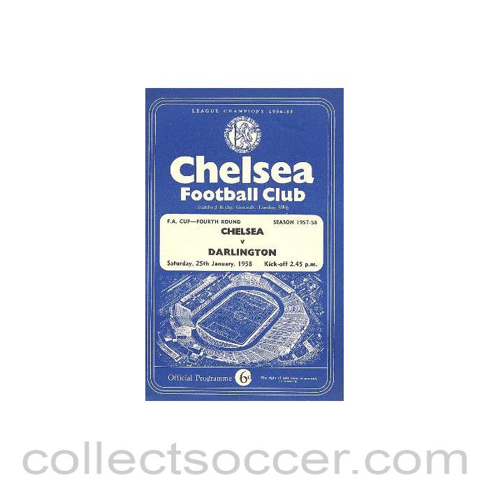 1958 - Chelsea v Darlington official programme 25/01/1958