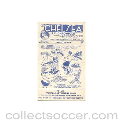 1947 - Chelsea v Derby County official programme 05/04/1947